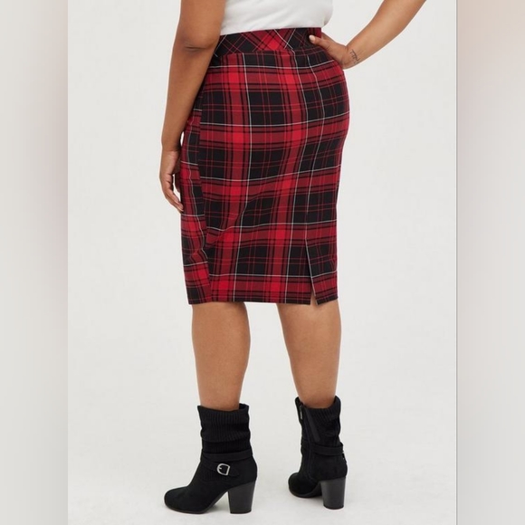 Pointe Plaid Pencil Skirt Midi Studio Luxe - Picture 4 of 6